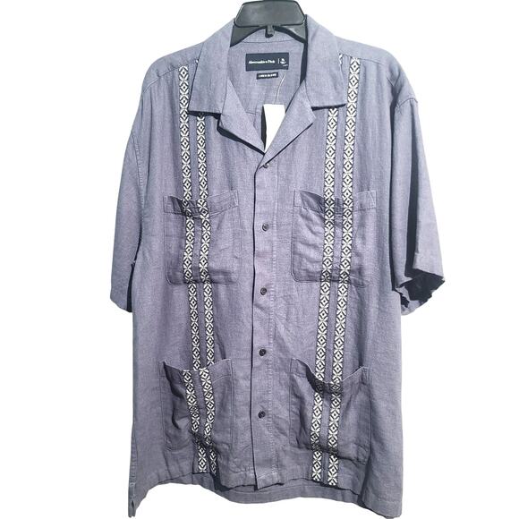 Abercrombie & Fitch Blue Patch Pocket Collared Camp Shirt Size XL NWT - Picture 1 of 4